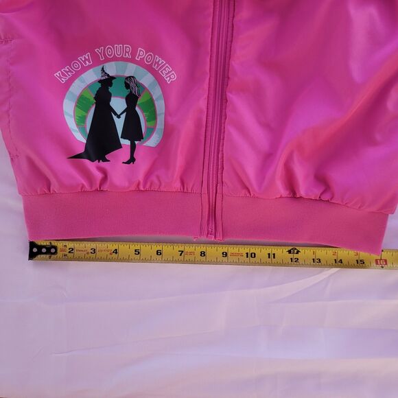 Wicked Girls Full-Zip Pink Mid-weight Ruched Bomber Jacket 10/12 L Glinda Shiz - Picture 8 of 12